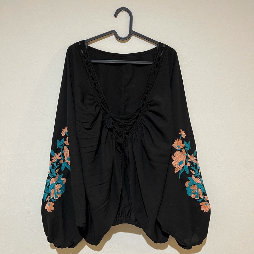 shein - floaty black top - size LARGE - never worn